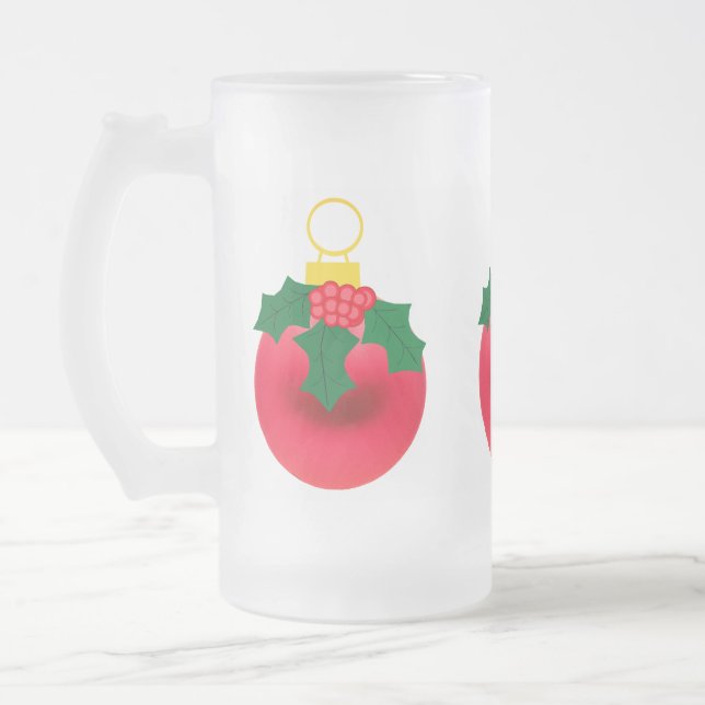 Rote Ornament-Tasse Mattglas Bierglas (Links)