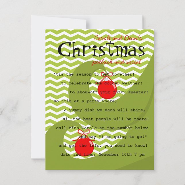 Rote Ornamente Einladung (Vorderseite)