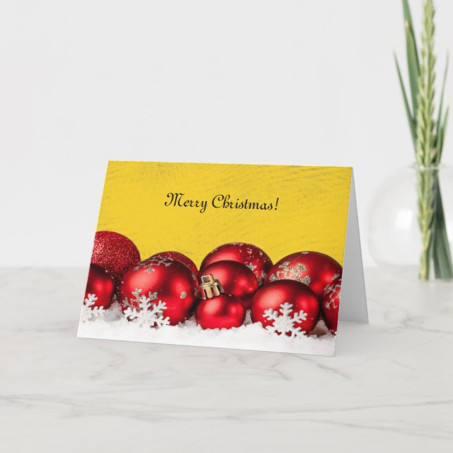 Rote Ornamente Feiertagskarte (Vorderseite)