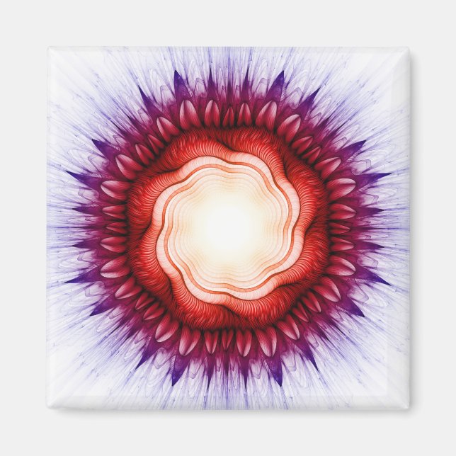 Rote Ornamente mit wirbelnden Blumen Magnet (Vorne)