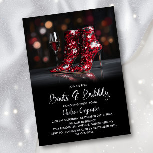 Rote Paillettenstiefel und prickelnde Bridal Showe Einladung