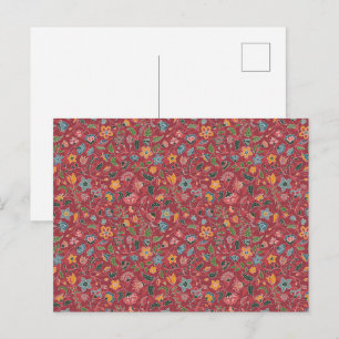 Rote Paisley-Postkarte Postkarte