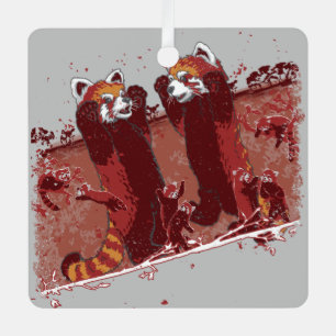 Rote Panda Wut Ornament Aus Metall
