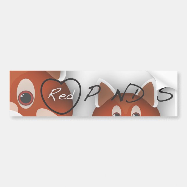 Rote Pandas I <3 Autoaufkleber (Vorne)