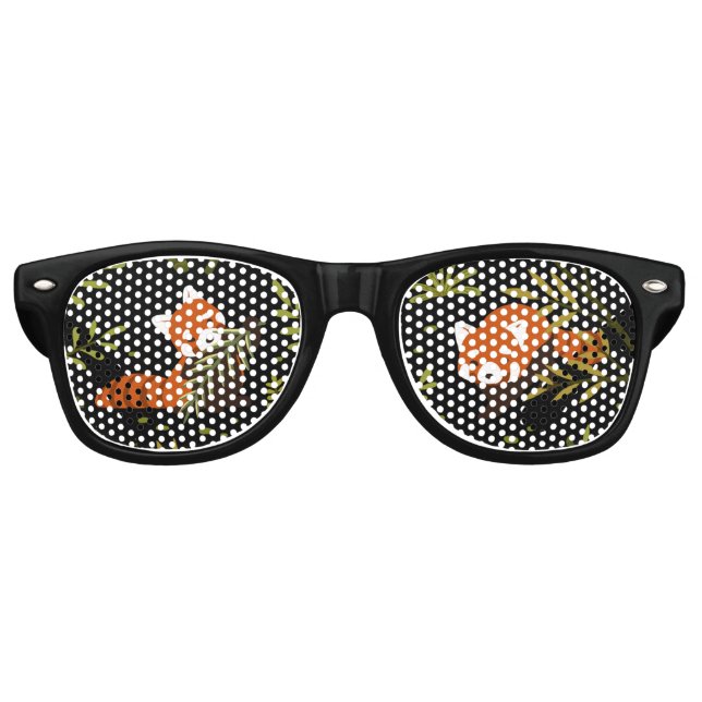 Rote Pandas im Waldschwarz Partybrille (Vorderseite)