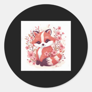 Rote Pandas und Kirschblüten St. Trend Runder Aufkleber