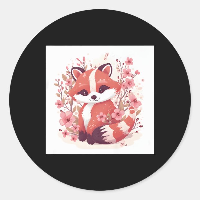 Rote Pandas und Kirschblüten St. Trend Runder Aufkleber (Vorderseite)