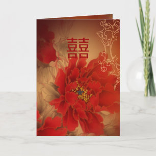 Rote Päonie Doppelte Glückseligkeit chinesische Ho Einladung
