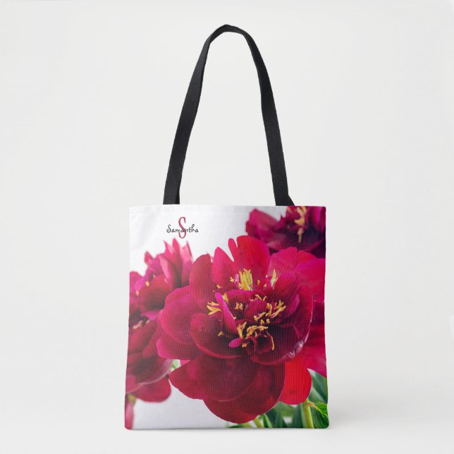 Rote Päonie Tasche (Vorderseite)
