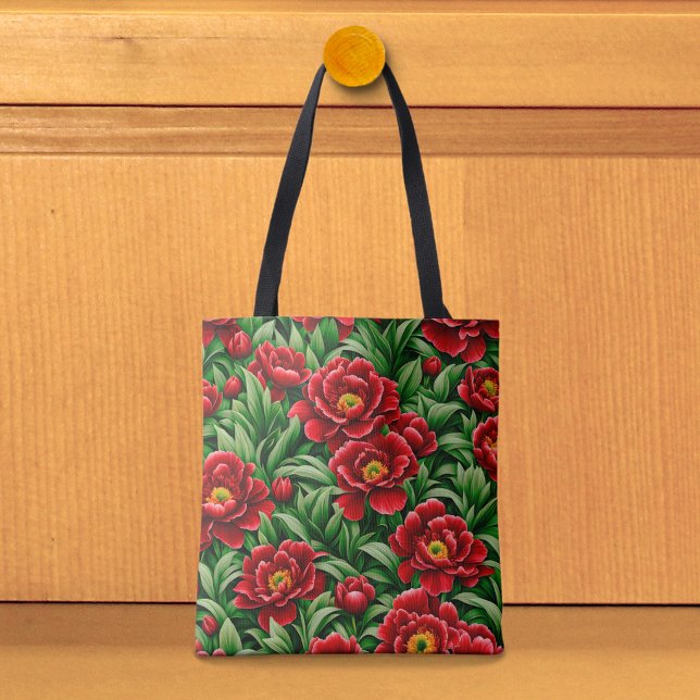 Rote Päonien-Tasche Tasche (Tote bag with red peonies)