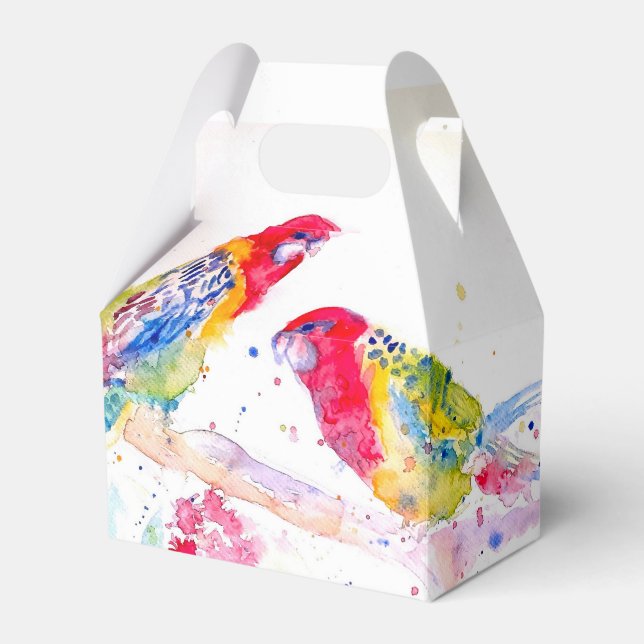 Rote Papageien-Hochzeitstorte Favor Box Rosella Vo Geschenkschachtel (Vorderseite)