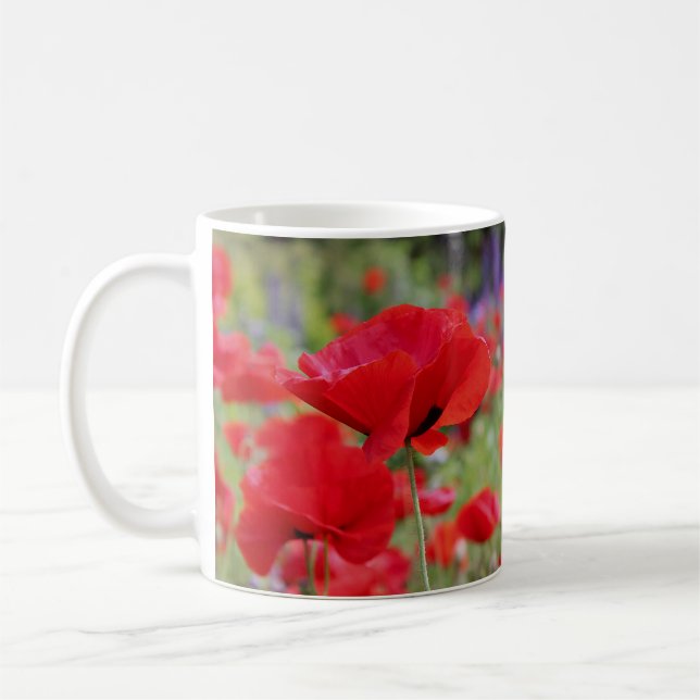Rote Paprika und Lila Lupinen Kaffeetasse (Links)