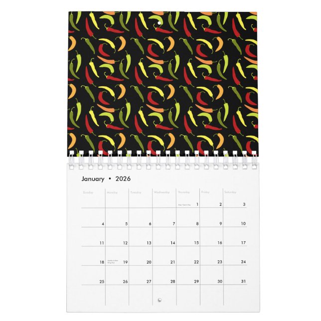 Rote Paprikaschoten Cinco de Mayo Mexiko Warme Küc Kalender (Jan 2026)
