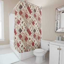 Rote Patchwork-Quiltdecke im rustikalen Blumenmust Duschvorhang