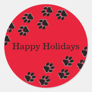 Rote Paw-Prints - Circle Aufkleber