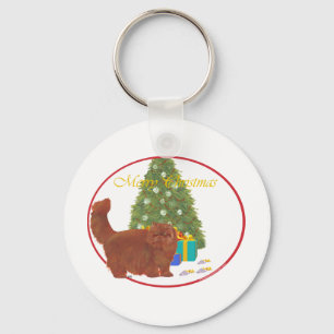 Rote Perserkatze Frohe Weihnachten Schlüsselanhänger