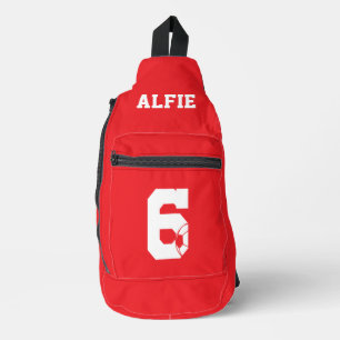Rote personalisierte Fußballstiefel Crossbody Bag