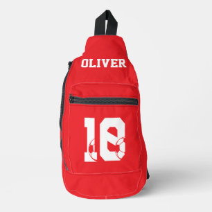 Rote personalisierte Fußballstiefel Crossbody Bag