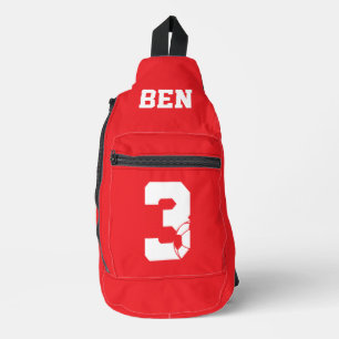 Rote personalisierte Fußballstiefel Crossbody Bag