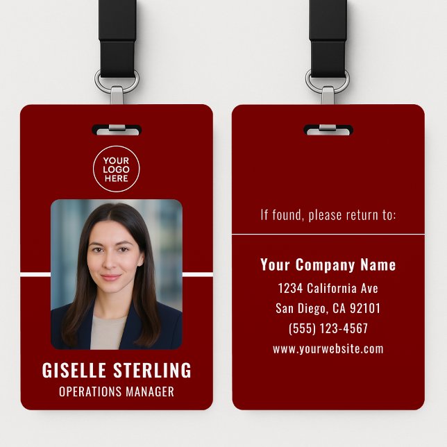 Rote personalisierte Mitarbeiter-ID-Karte Ausweis (Von Creator hochgeladen)