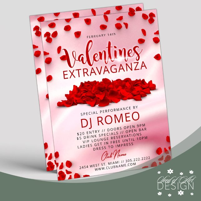 Rote Petals Rosa Valentinstag Extravaganza-Ereigni Flyer (Von Creator hochgeladen)
