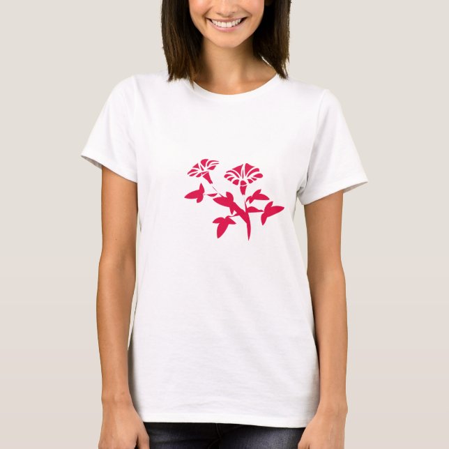 Rote Petunia-Blume T-Shirt (Vorderseite)