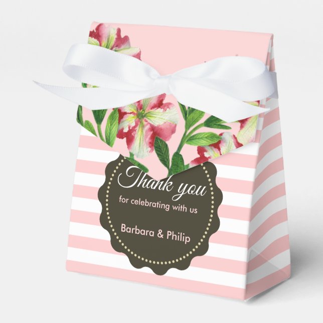 Rote Petunias Rosa Streifen Geschenkschachtel (Vorderseite)