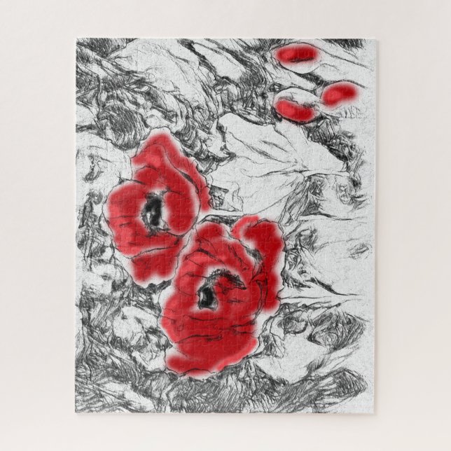 Rote Pfeffer, handgezeichnet, Blume, Blüten (Vertikal)