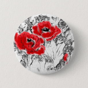 Rote Pfeffer, handgezeichnet, Blume, Blüten Button