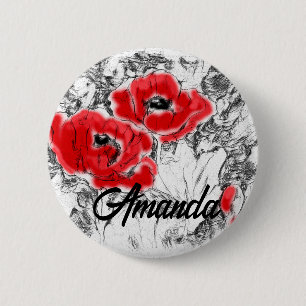 Rote Pfeffer, handgezeichnet, Blume, Blüten Button