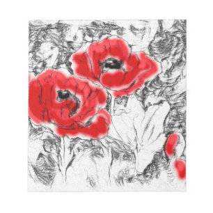 Rote Pfeffer, handgezeichnet, Blume, Blüten Notizblock