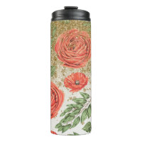 *~* Rote Pfingstrose Mohn Gold Glitter Blumen
