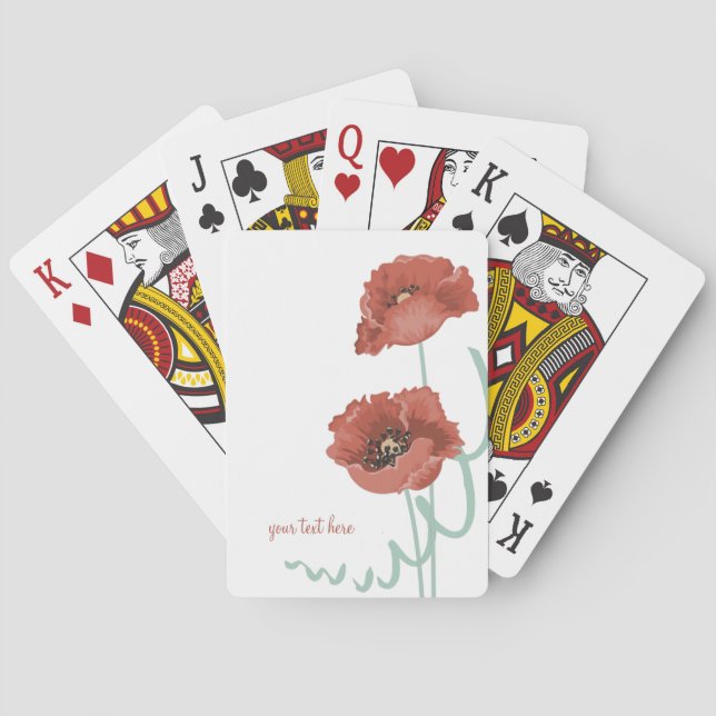 Rote Pfingstrosen-Spielkarten Spielkarten (Rückseite)
