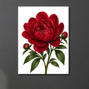 Rote Pfingstrosenblume Vorderansicht Poster