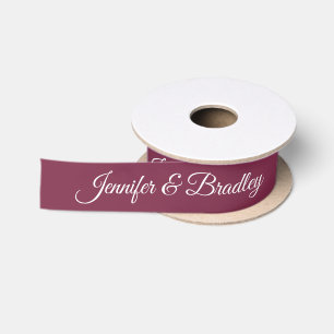 Rote Pflaume Weiße Elegante Hochzeit Personalisier Satinband