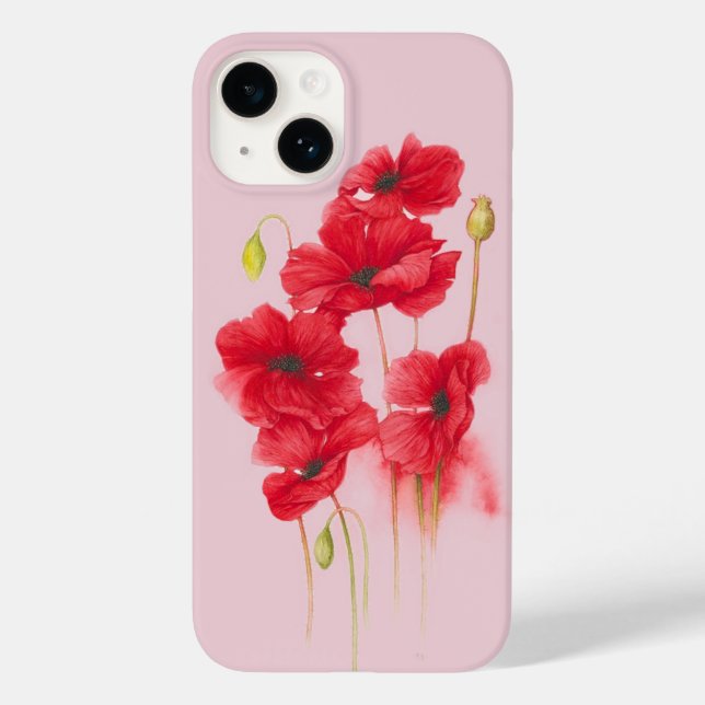 Rote Pflaumen auf rosa Blüte Case-Mate iPhone 14 Hülle (Rückseite)