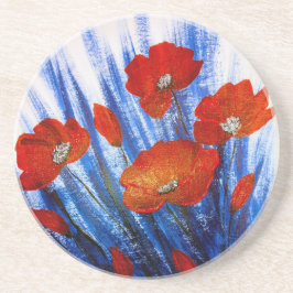 Rote Pflaumen im blauen Gras Getränkeuntersetzer