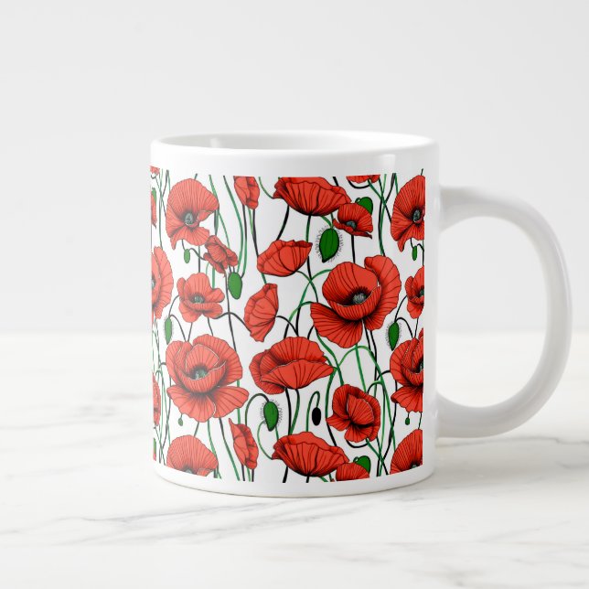 Rote Pflaumen in einem Feld auf Weiß Jumbo-Tasse (Rechts)