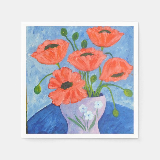 Rote Pflaumen in Vase Napkins Serviette (Vorderseite)