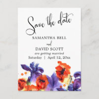 Rote Pflaumen, Lila Iris Wasserfarbe Save the Date