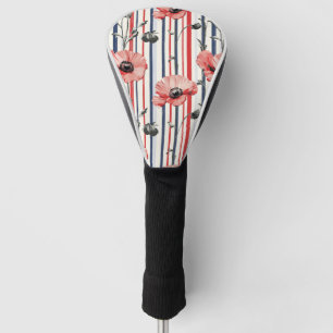 Rote Pflaumen mit blauen Blätter und Streifenmuste Golf Headcover