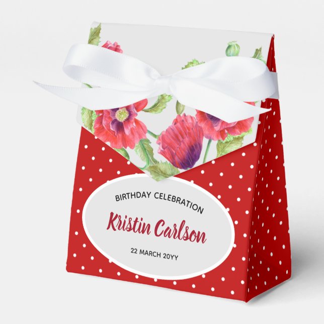 Rote Pflaumen mit roten weißen Polka-Punkten Geschenkschachtel (Vorderseite)