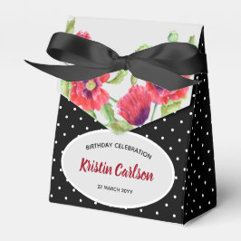 Rote Pflaumen mit Schwarz-weißem Polka-Dot Geschenkschachtel