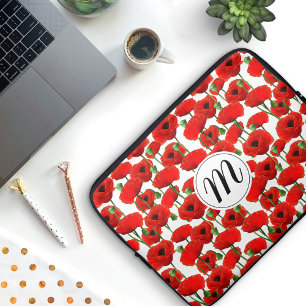 Rote Pflaumen Muster und Monogramm Laptopschutzhülle