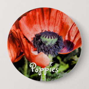 Rote Pflaumen & Stamen Blume Florenz Button