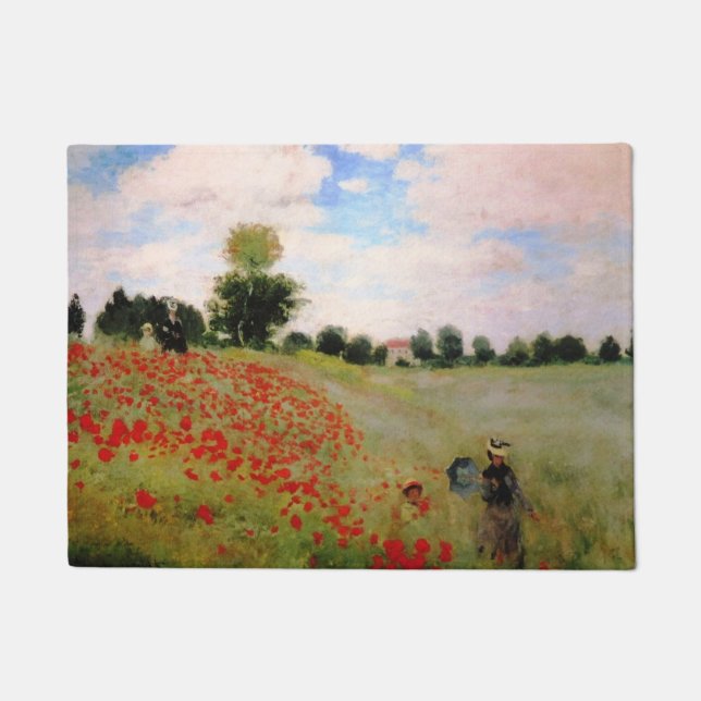 Rote Pflaumen von Monet - Mohnfeld Parasol-Frau Fußmatte (Vorderseite)