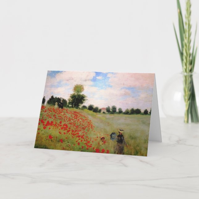 Rote Pflaumen von Monet - Mohnfeld Parasol-Frau Karte (Vorderseite)
