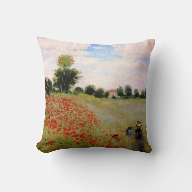 Rote Pflaumen von Monet - Mohnfeld Parasol-Frau Kissen (Vorderseite)