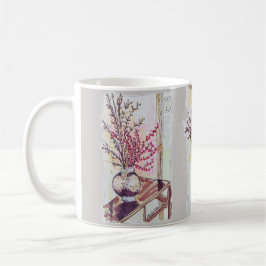 Rote Pflaumenblüten Kaffeetasse
