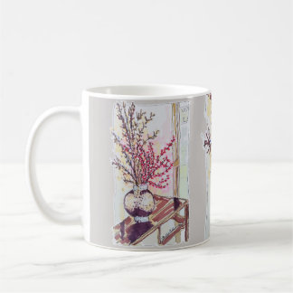 Rote Pflaumenblüten Kaffeetasse
